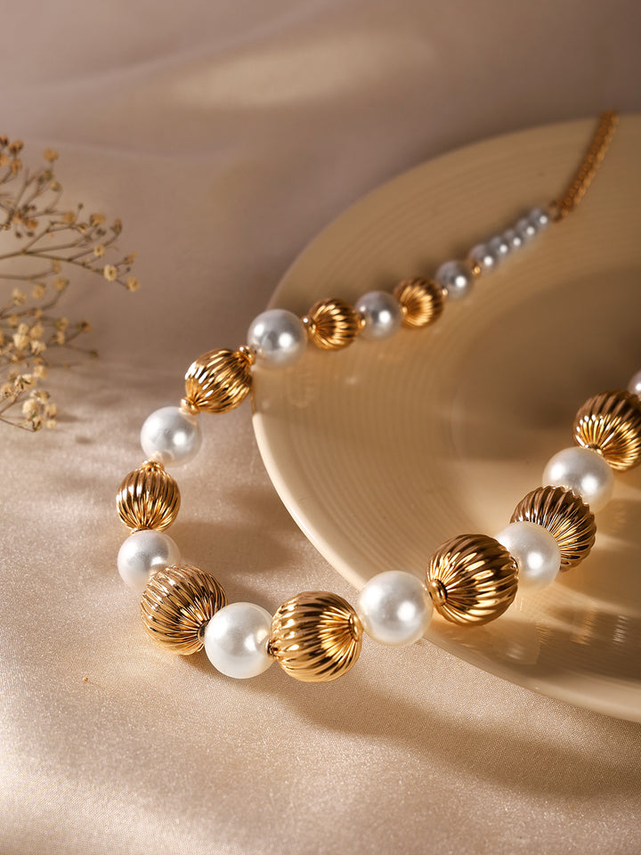 Priyaasi Pearl Gold balls Gold Plated Fashiony Necklace