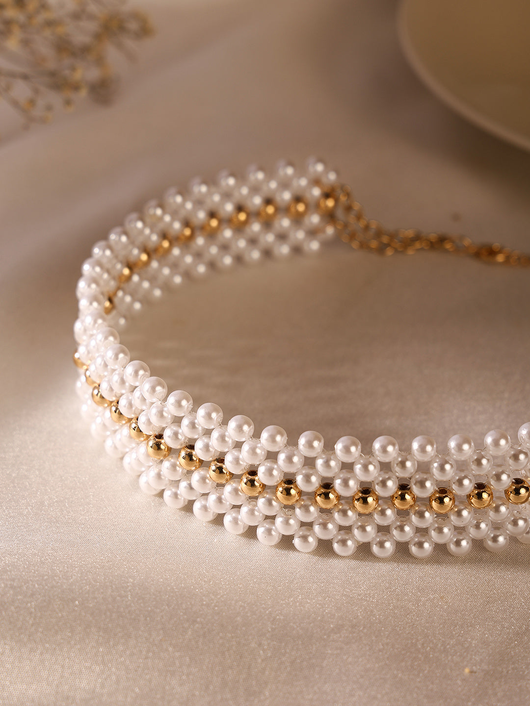 Priyaasi Bling Pearl Gold Balls Gold Plated Fancy Necklace