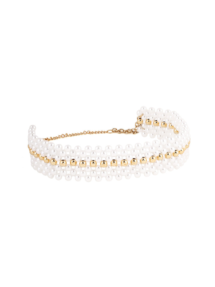 Priyaasi Bling Pearl Gold Balls Gold Plated Fancy Necklace