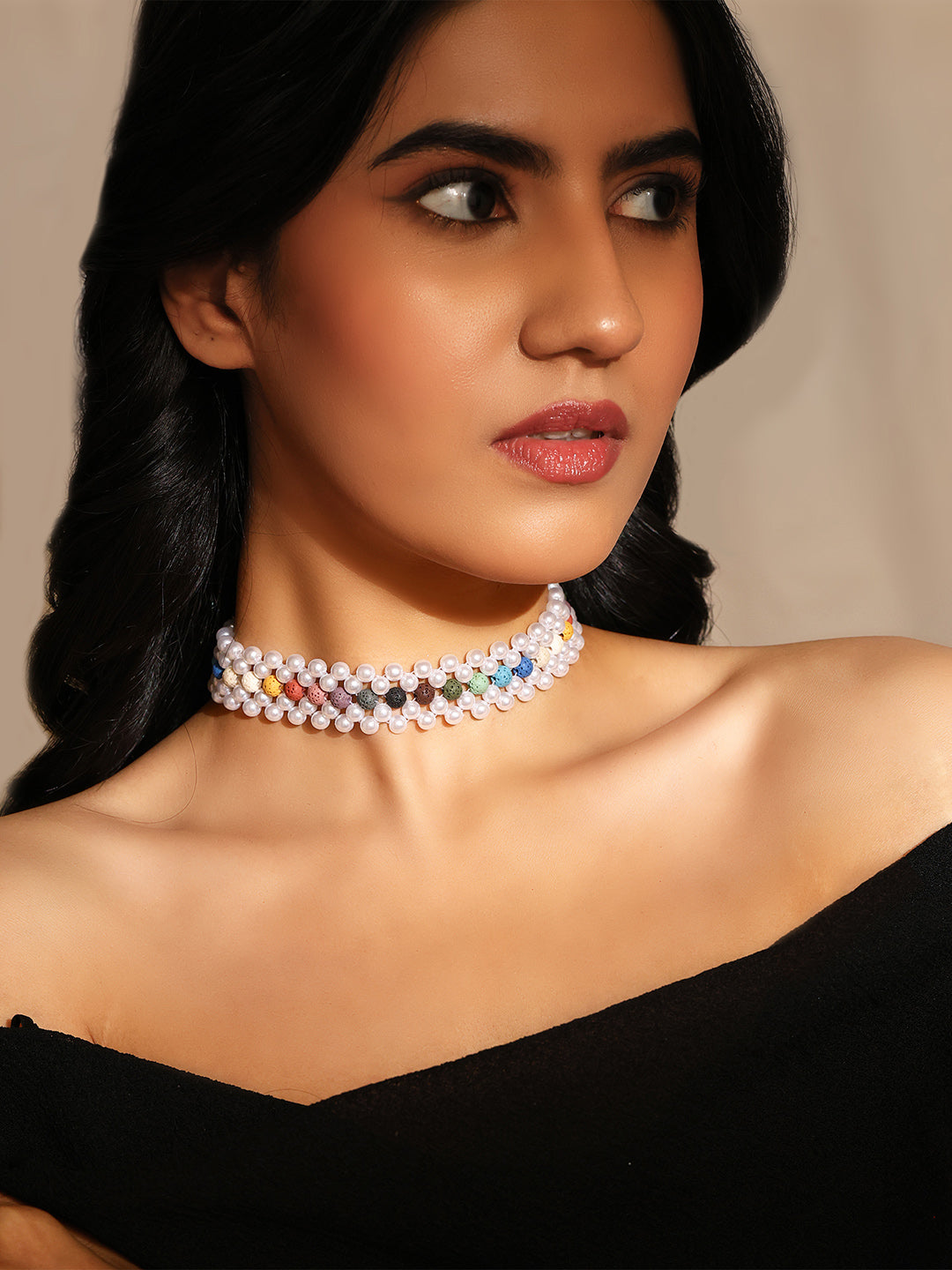 Priyaasi Multicolor Beads Pearls Elegance Classy Necklace