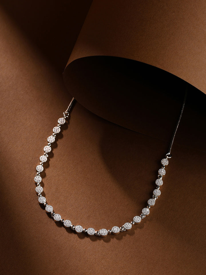 Priyaasi Simple AD Silver Plating Fashionable Statement Design Necklace