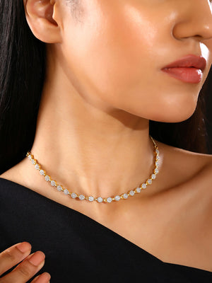 Priyaasi Simple AD Gold Plating Fashionable Statement Design Necklace