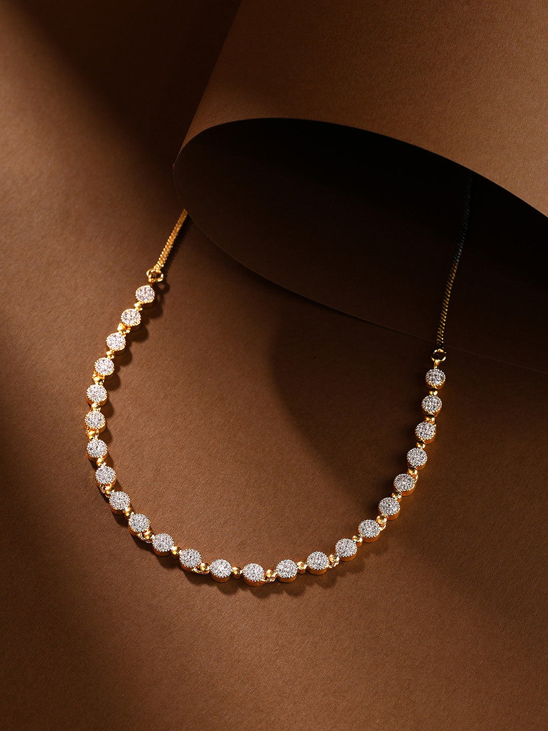 Priyaasi Simple AD Gold Plating Fashionable Statement Design Necklace