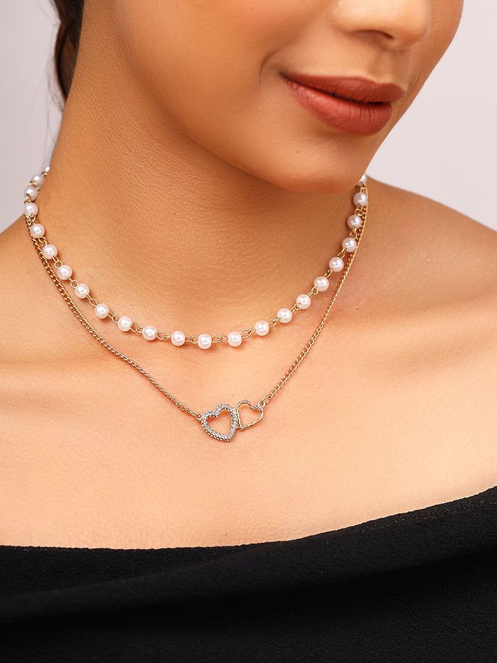 Priyaasi Gold Plated White Pearl Necklace