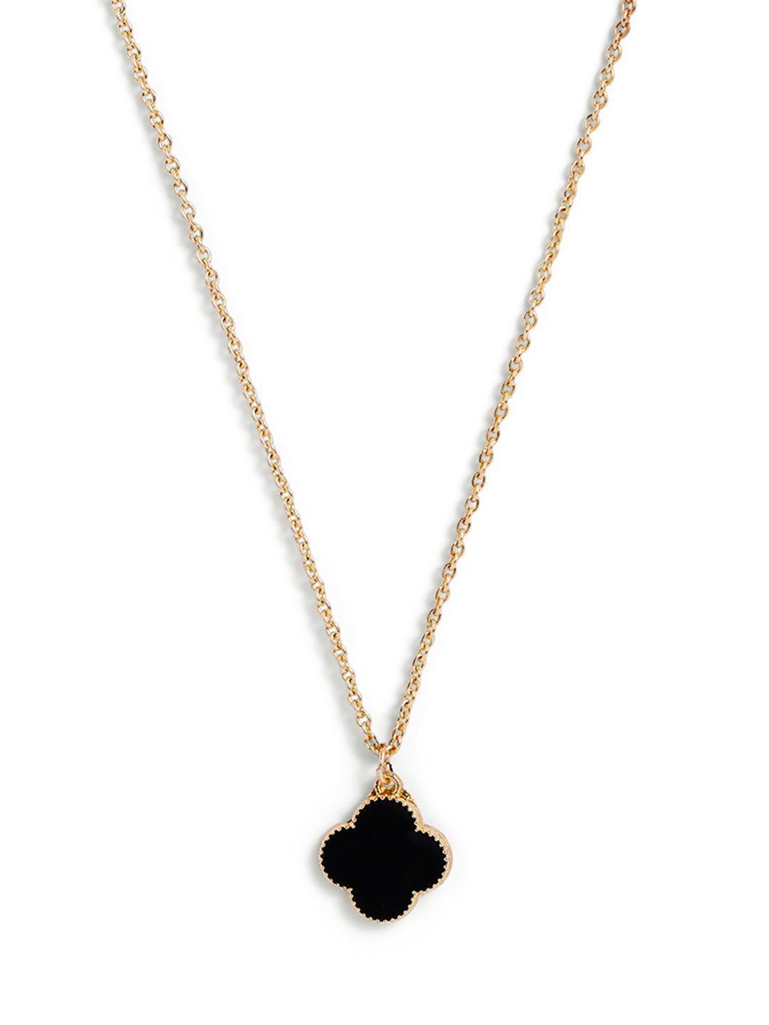 Black Floral Pendant Gold Plated Simple Elegant Chain