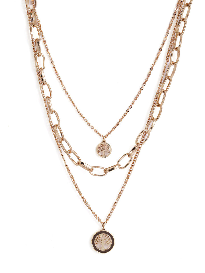 Elegant Gold Plated Three Layered Contemporary Statement Chain