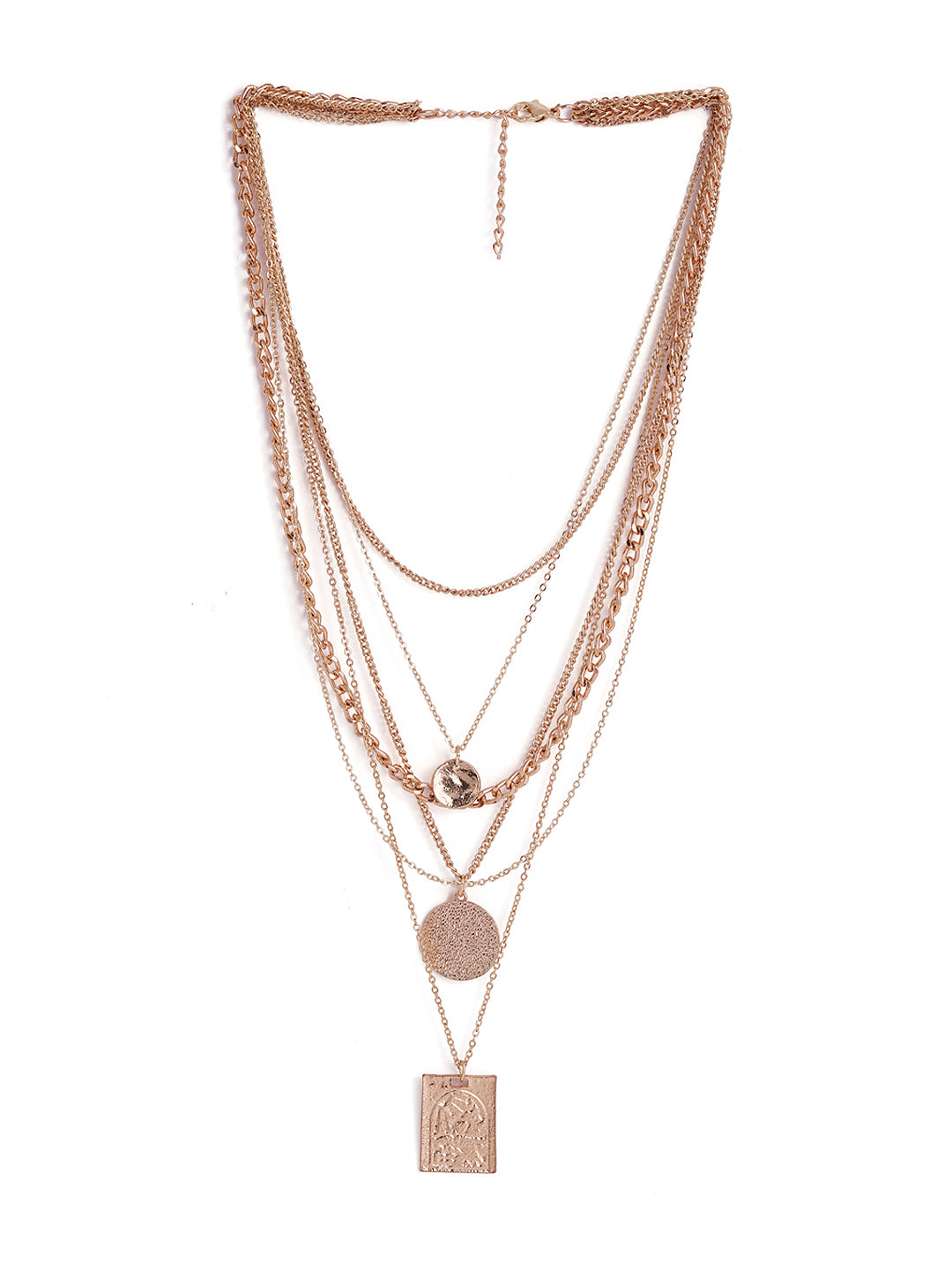 Statement Elegance Gold Plated Layered Pattern Fancy Chain