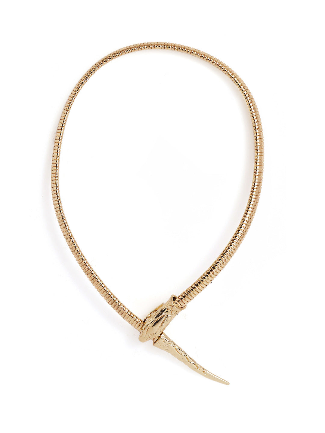 Snake Head Lock Gold Plated Statement Choker Necklace