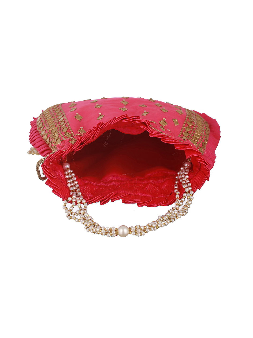 Glam Gota Patched Pink & Gold Potli Clutch