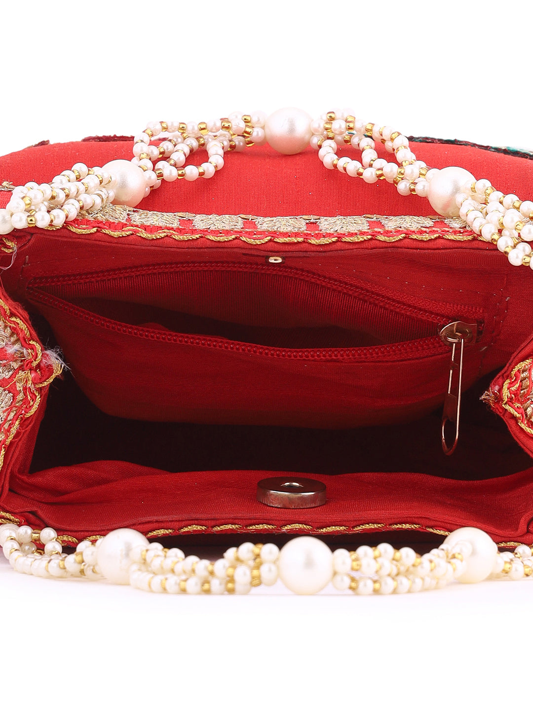 Priyaasi Red Wedding Pattern Gold Thread Designary Potli Bag