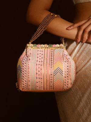 Priyaasi Baby Pink Simple Handy Designary Potli Bag