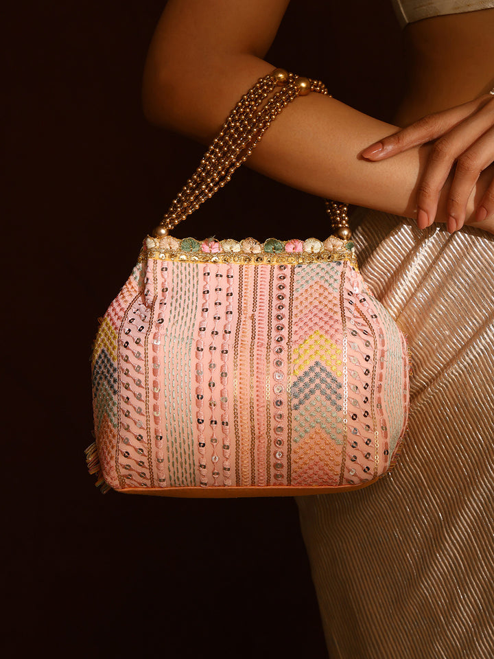 Priyaasi Baby Pink Simple Handy Designary Potli Bag