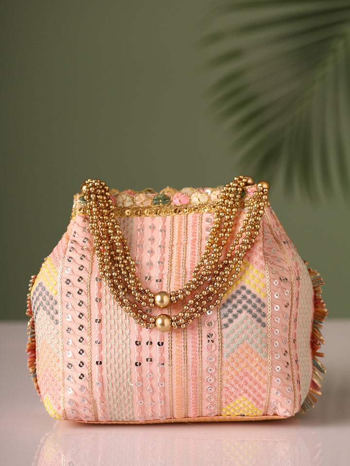 Priyaasi Baby Pink Simple Handy Designary Potli Bag