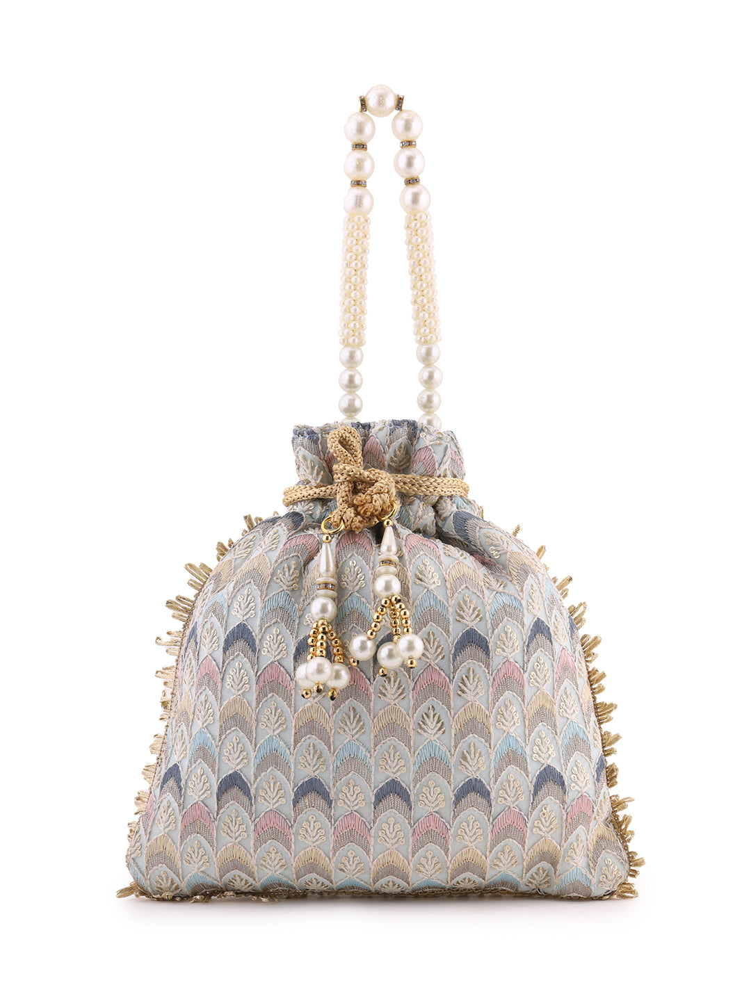 Priyaasi Embroidery Multicolor Thread Designed Potli Bag