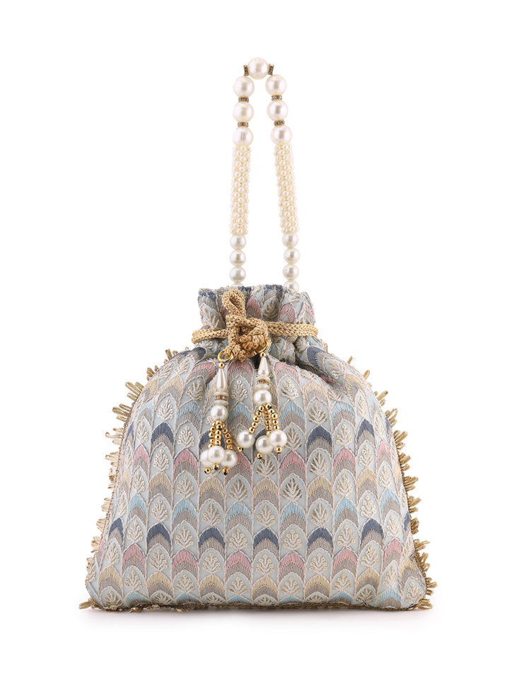 Priyaasi Embroidery Multicolor Thread Designed Potli Bag