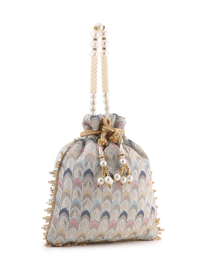 Priyaasi Embroidery Multicolor Thread Designed Potli Bag