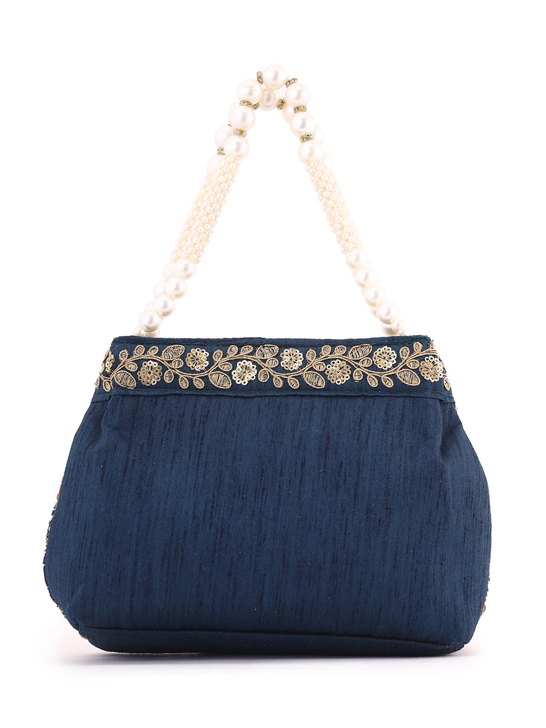 Priyaasi Navy Blue Multicolor Thread embroidery Design Potli Bag