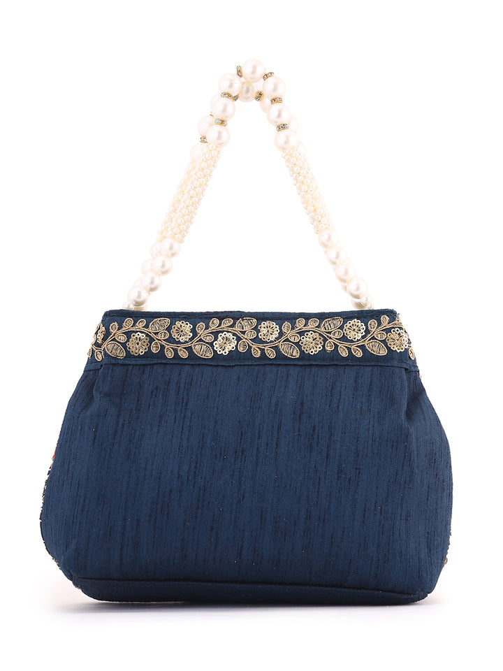 Priyaasi Navy Blue Multicolor Thread embroidery Design Potli Bag