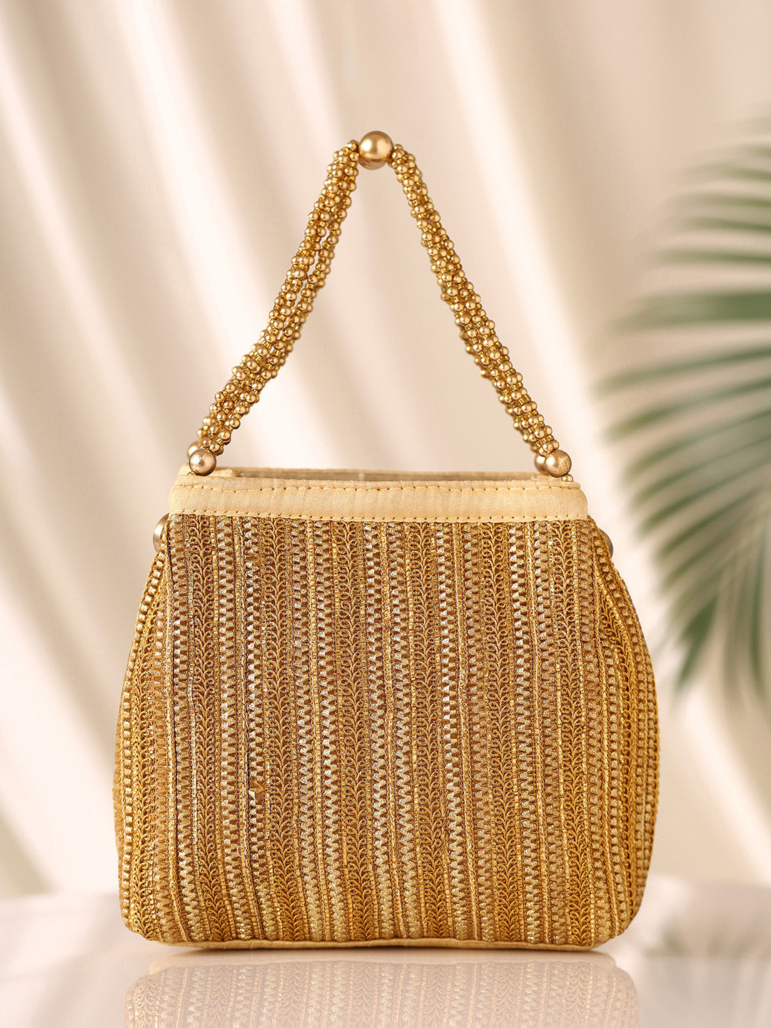 Priyaasi Gold Straight Design Emboided Potli Bag