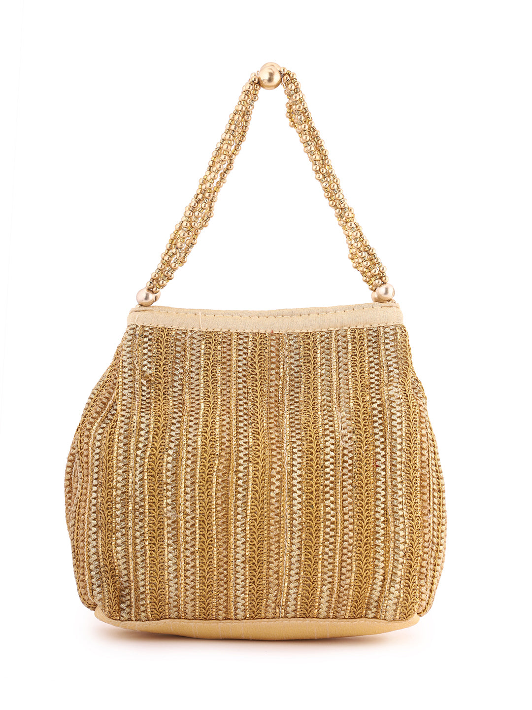 Priyaasi Gold Straight Design Emboided Potli Bag