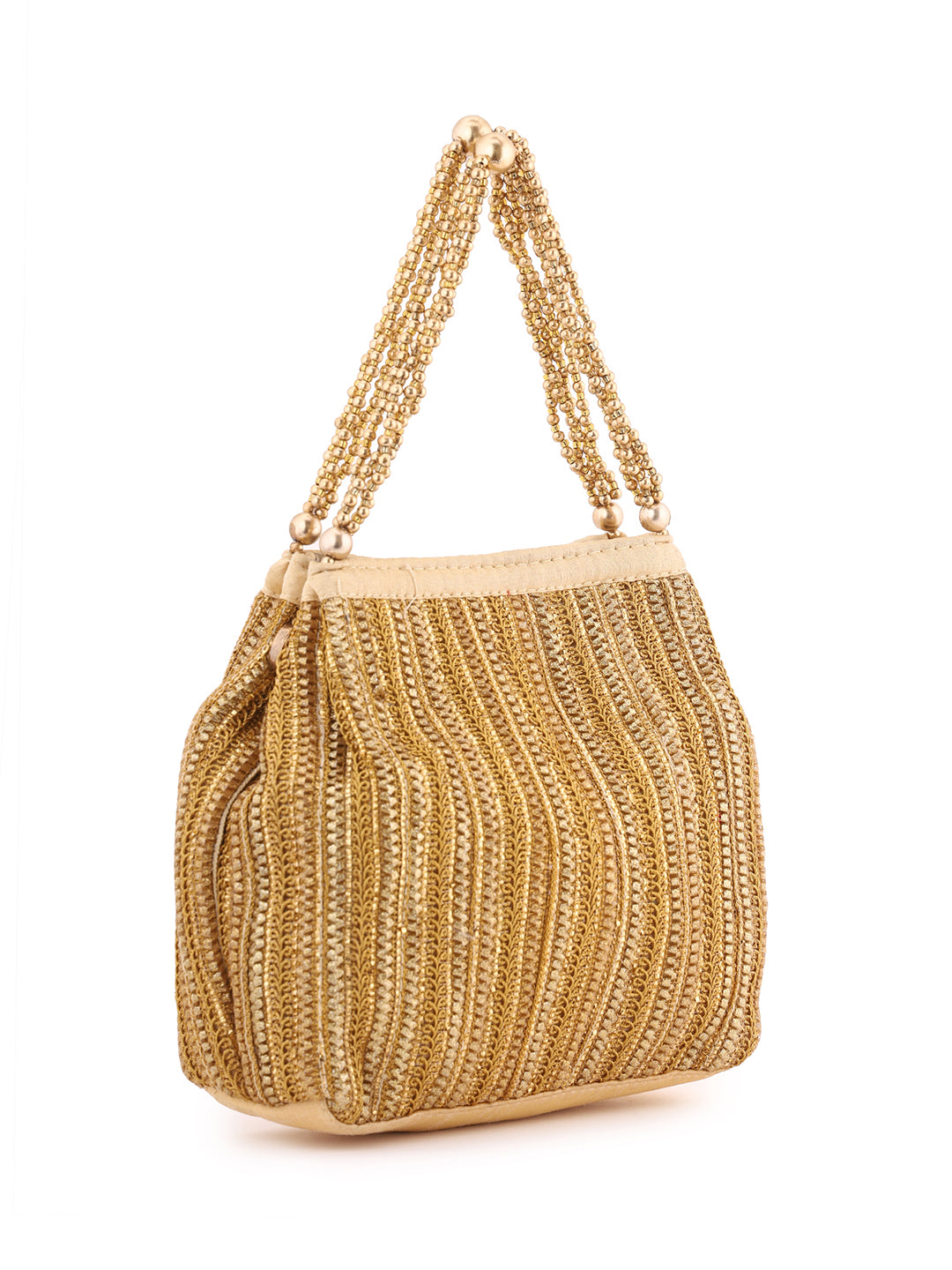 Priyaasi Gold Straight Design Emboided Potli Bag