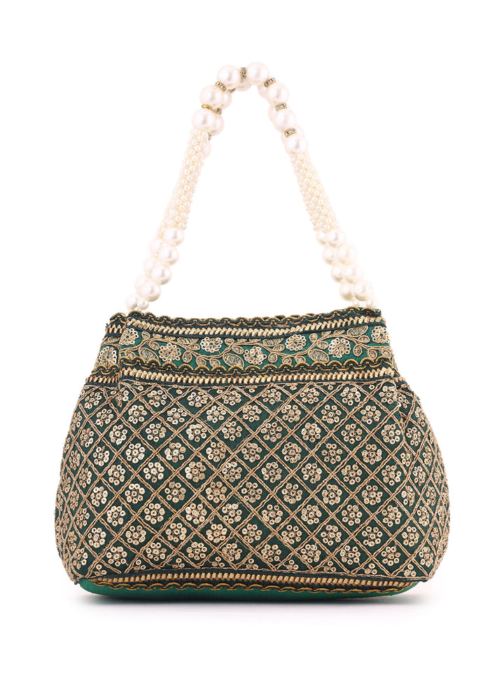 Priyaasi Dark Green Gold Designary Polti Bag