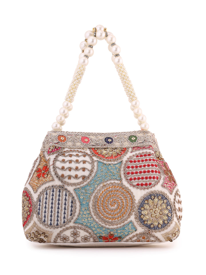 Priyaasi Off -White Multicolor Thread embroidery Design Potli Bag