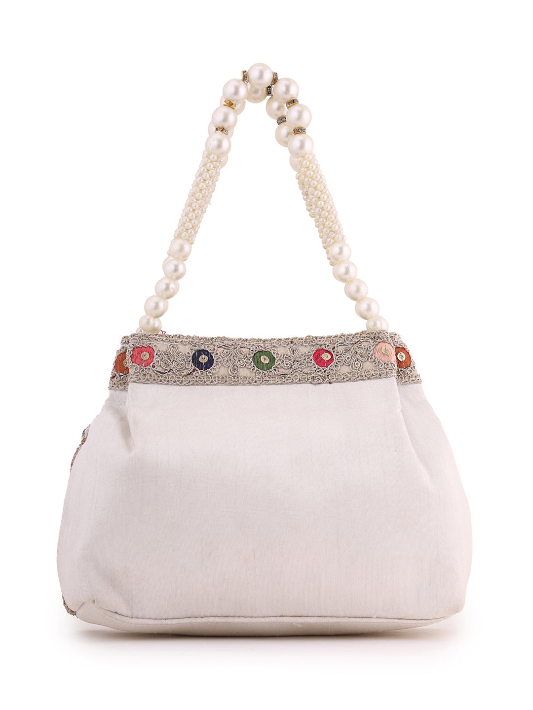 Priyaasi Off -White Multicolor Thread embroidery Design Potli Bag