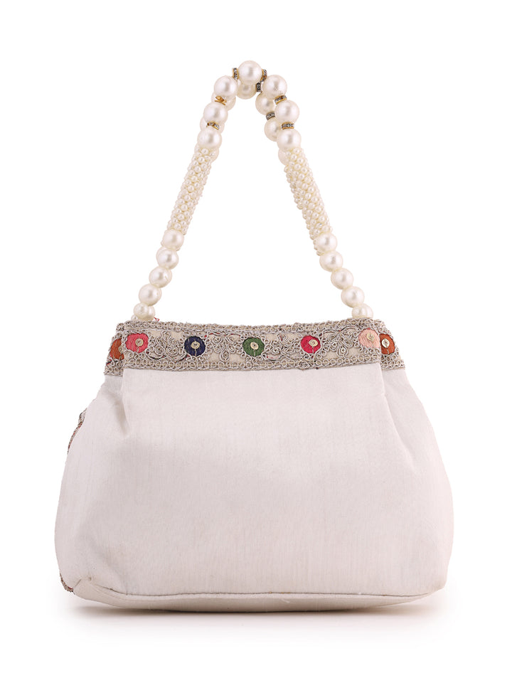 Priyaasi Off -White Multicolor Thread embroidery Design Potli Bag