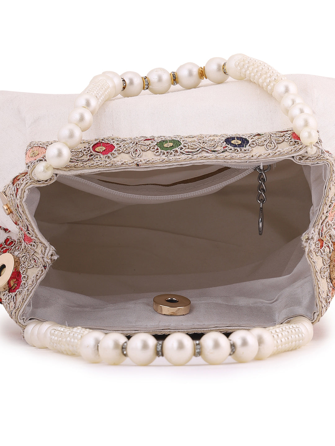 Priyaasi Off -White Multicolor Thread embroidery Design Potli Bag