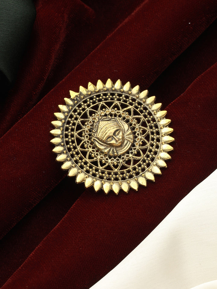 Priyaasi Statement Mummy Motif Oxidised Gold-Plated Ring