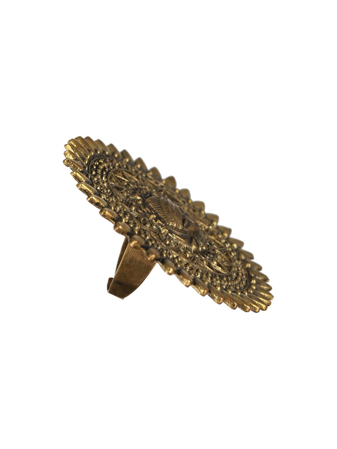 Priyaasi Statement Mummy Motif Oxidised Gold-Plated Ring