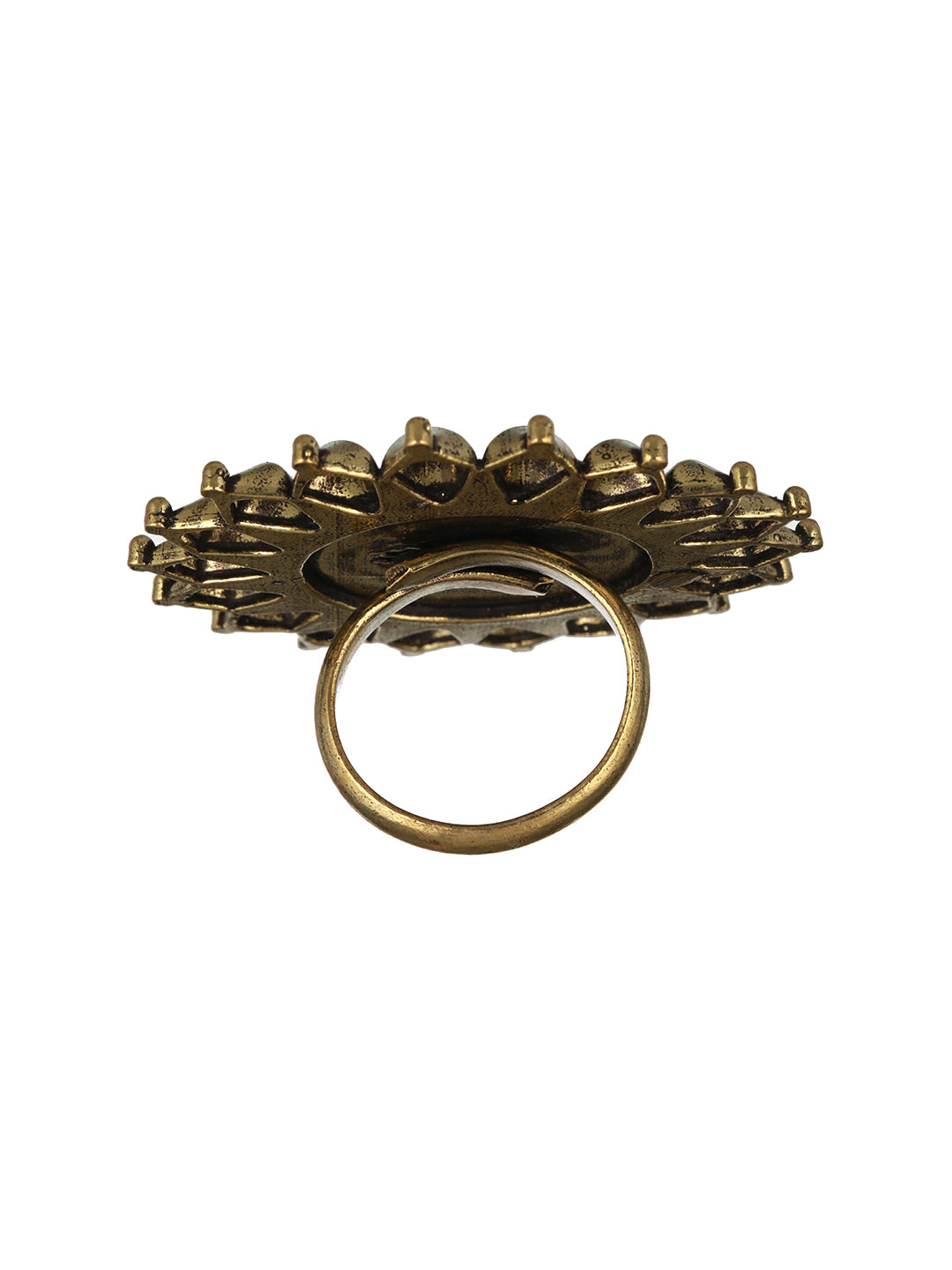 Priyaasi Boho Flower Oxidised Silver Gold-Plated Ring