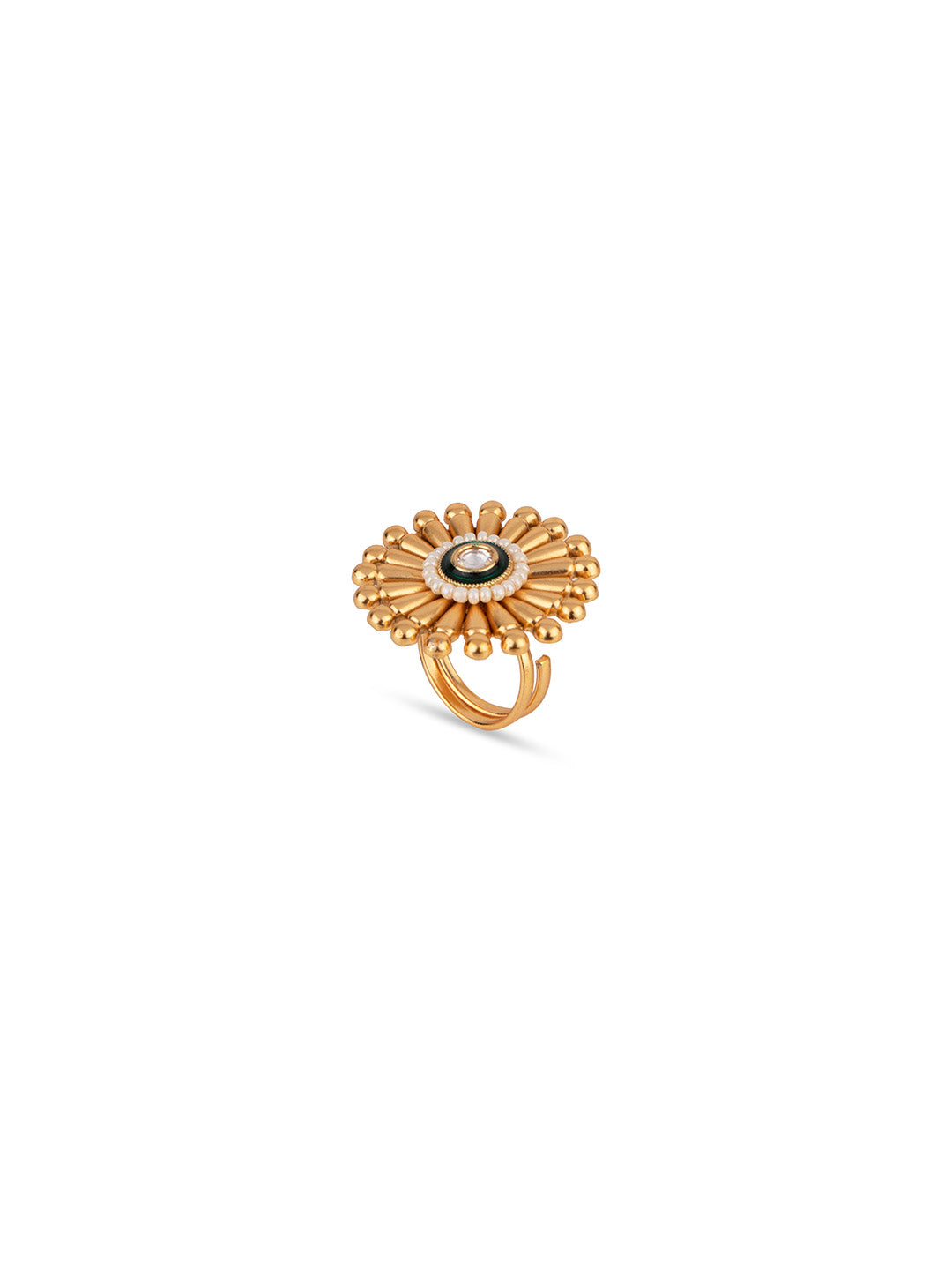 Priyaasi Stone Studded Gold Plated Statement Ring
