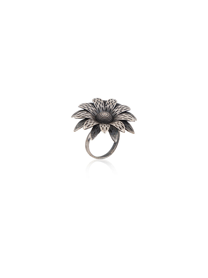 Priyaasi Oxidised Floral Statement Ring