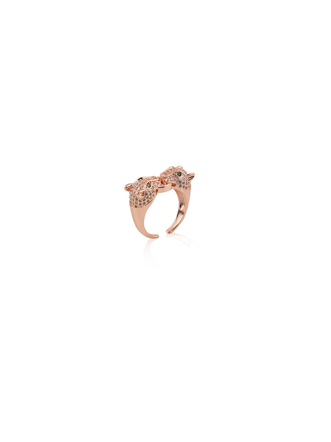 Priyaasi Rose Gold American Diamond Studded Lioness Ring