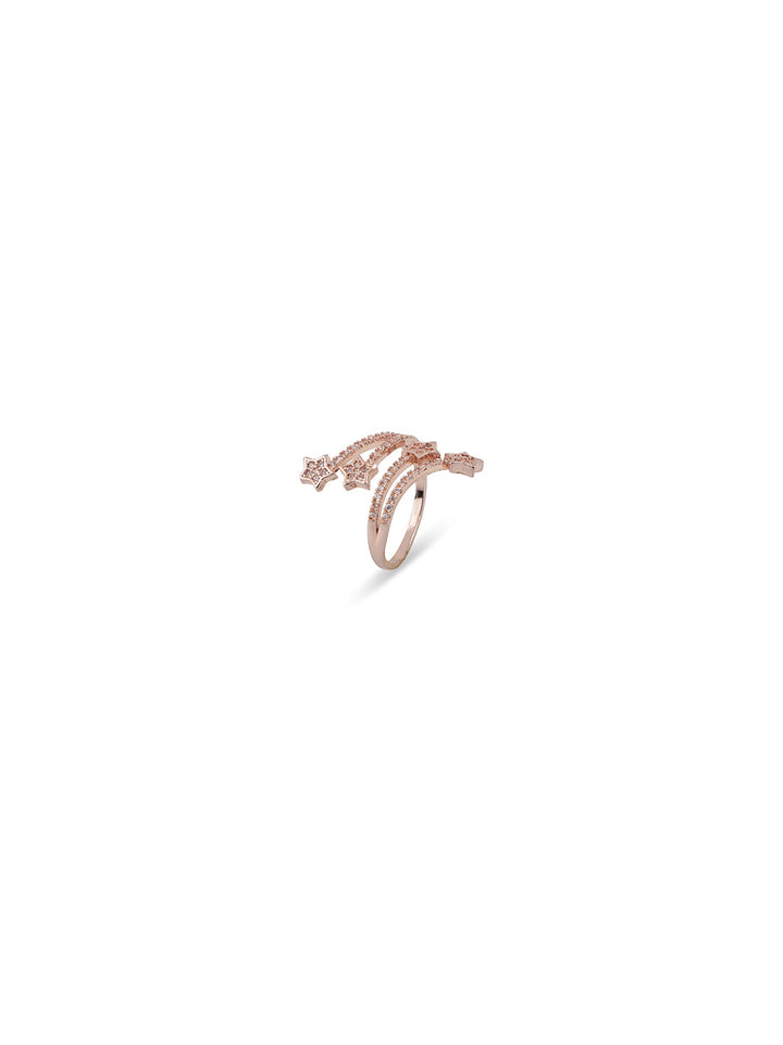 Priyaasi Rose Gold Plated Rising Star Ring