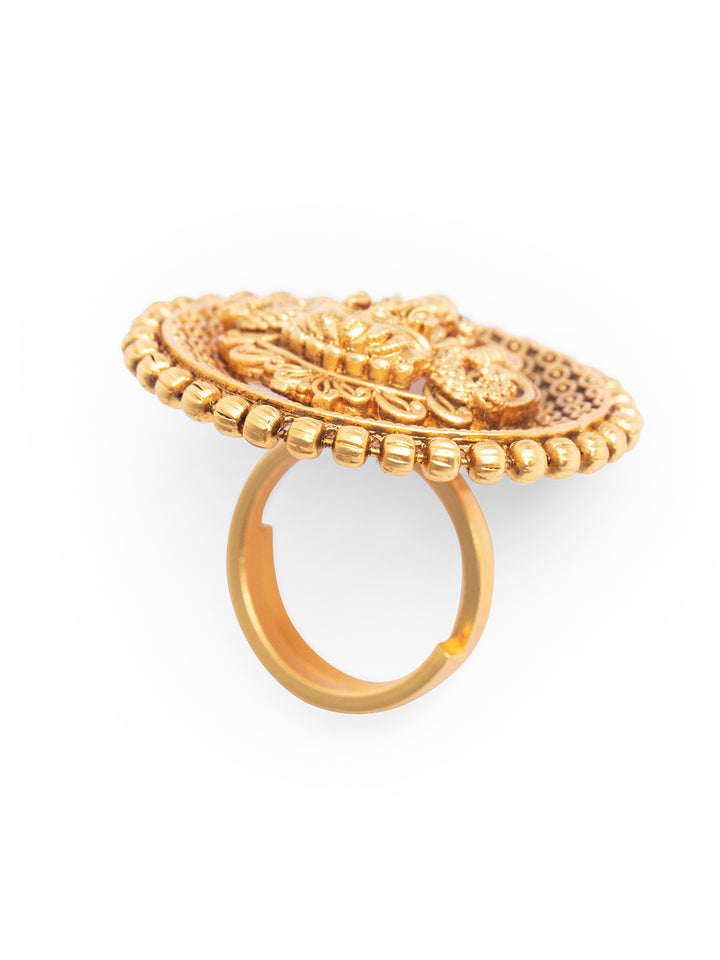 Priyaasi Gold Plated Goddess Laxmi Ring