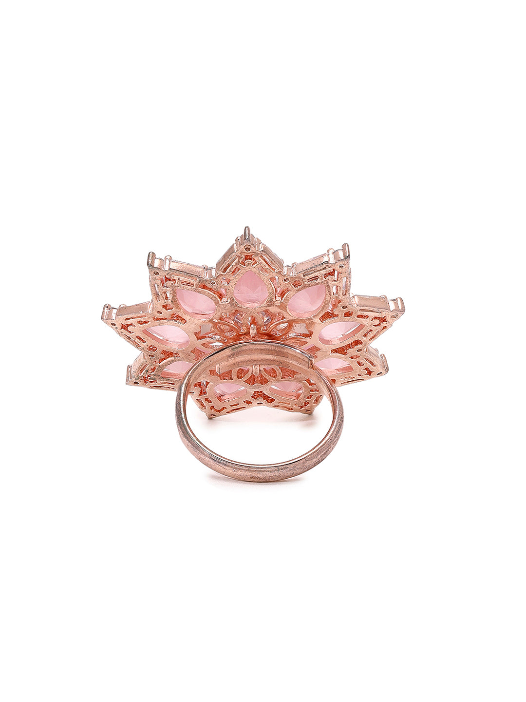 Priyaasi Rose Gold Plated Ring Adorned with Pink Stones