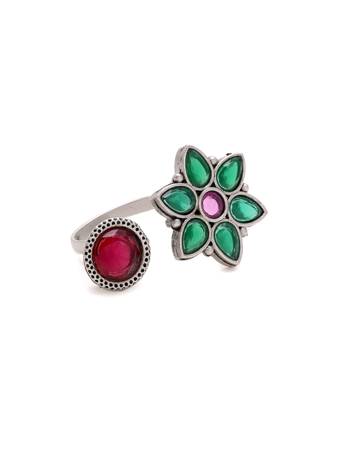 Priyaasi Enchanting Floral Pink Stone Ring