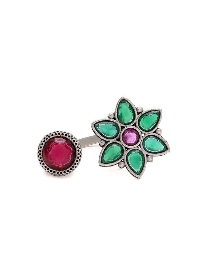 Priyaasi Enchanting Floral Pink Stone Ring