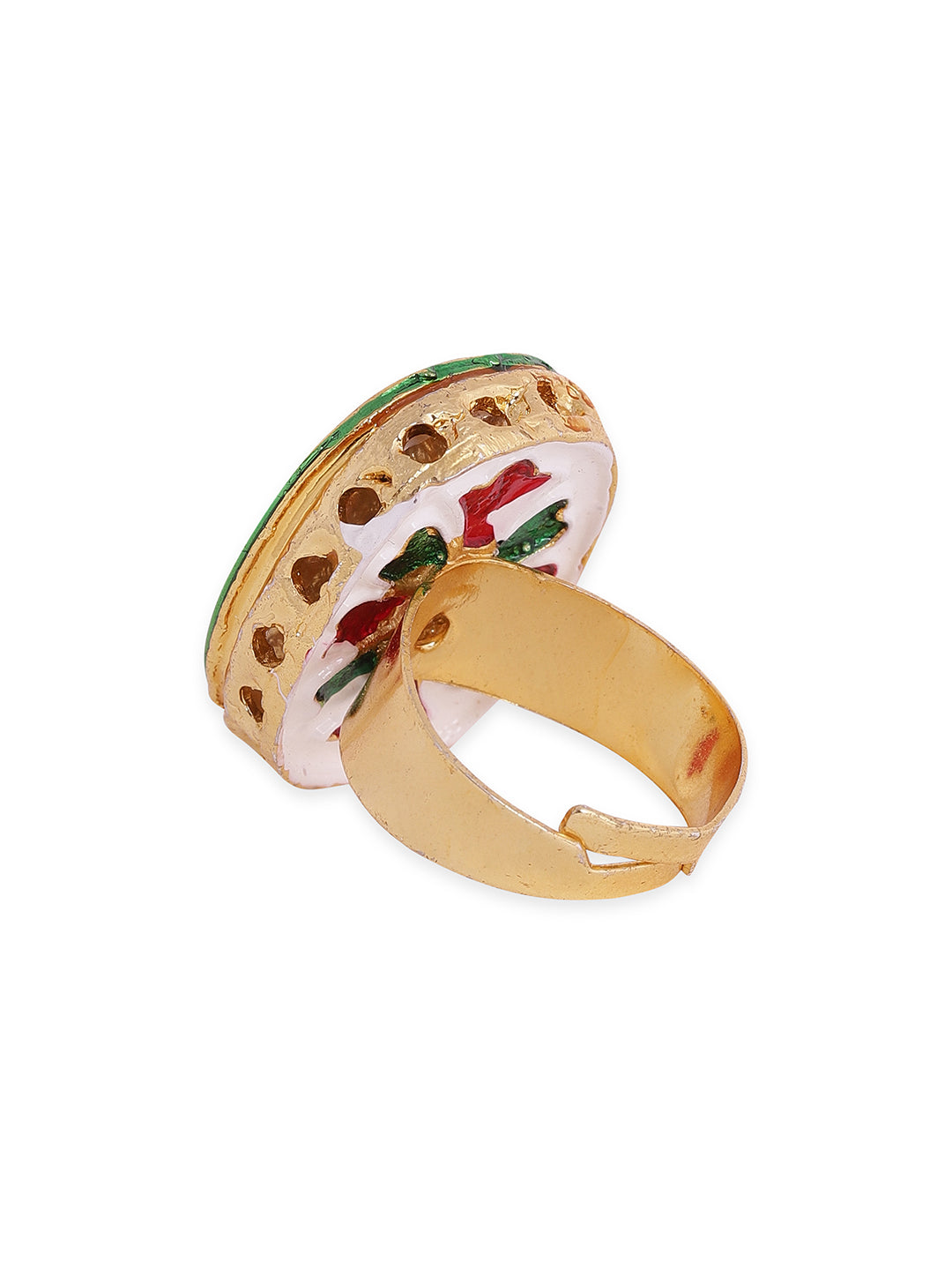 Priyaasi geometric kundan gold plated plain adjustable ring