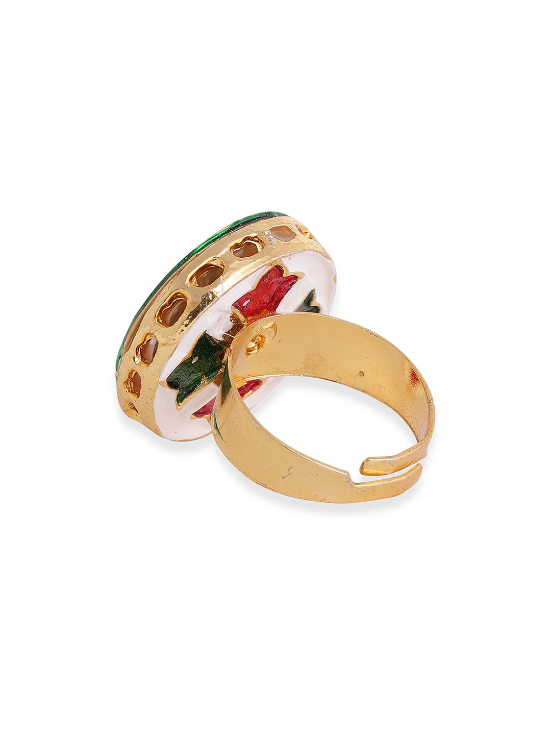 Priyaasi geometric kundan gold plated plain adjustable ring