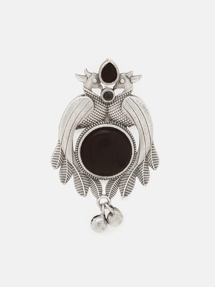 Priyaasi Silver Plated Black Oxidized Kemp Ring