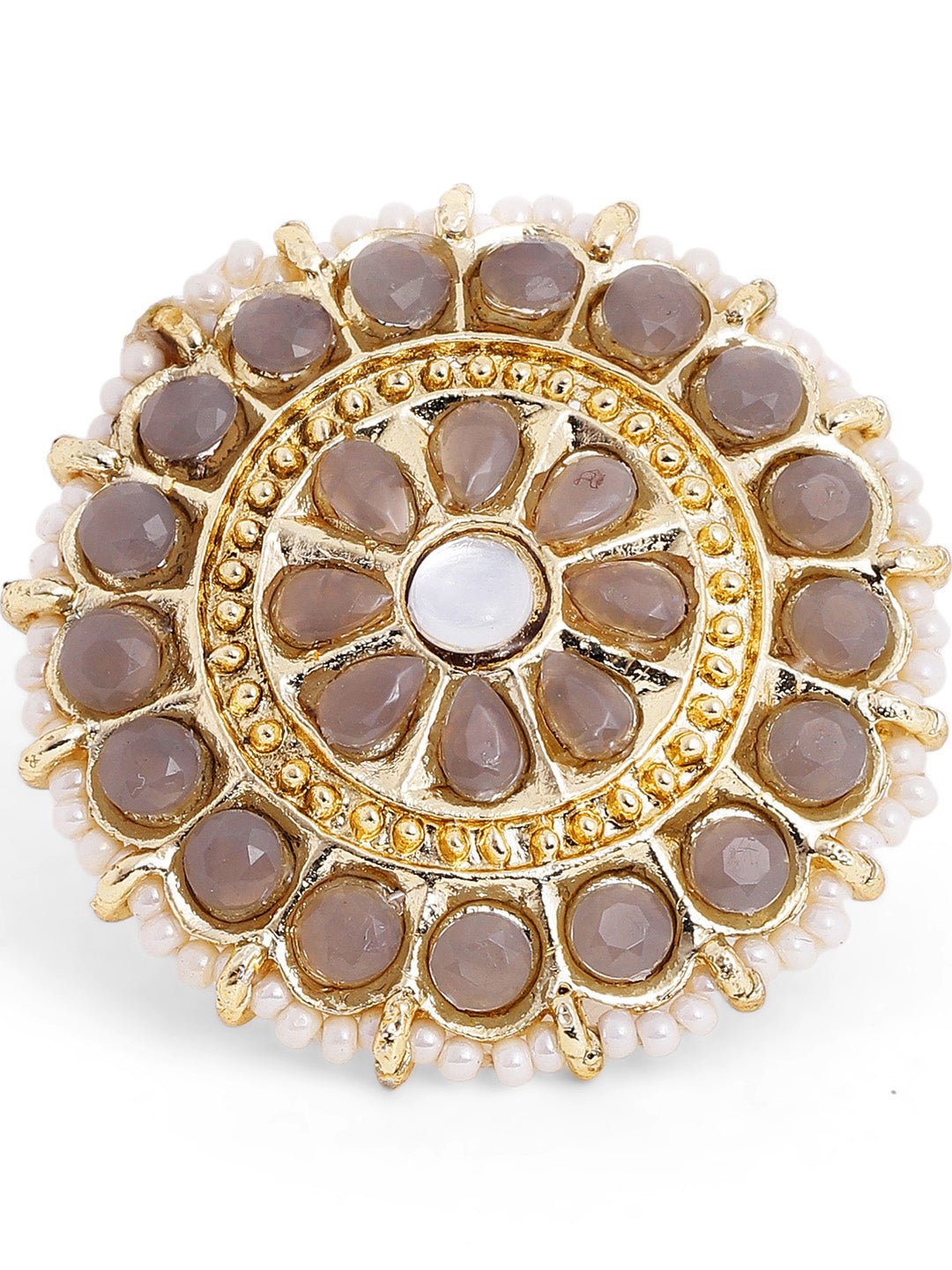 Ash Stones Pearl Elegance Elegant Gold Plated Adjustable Ring