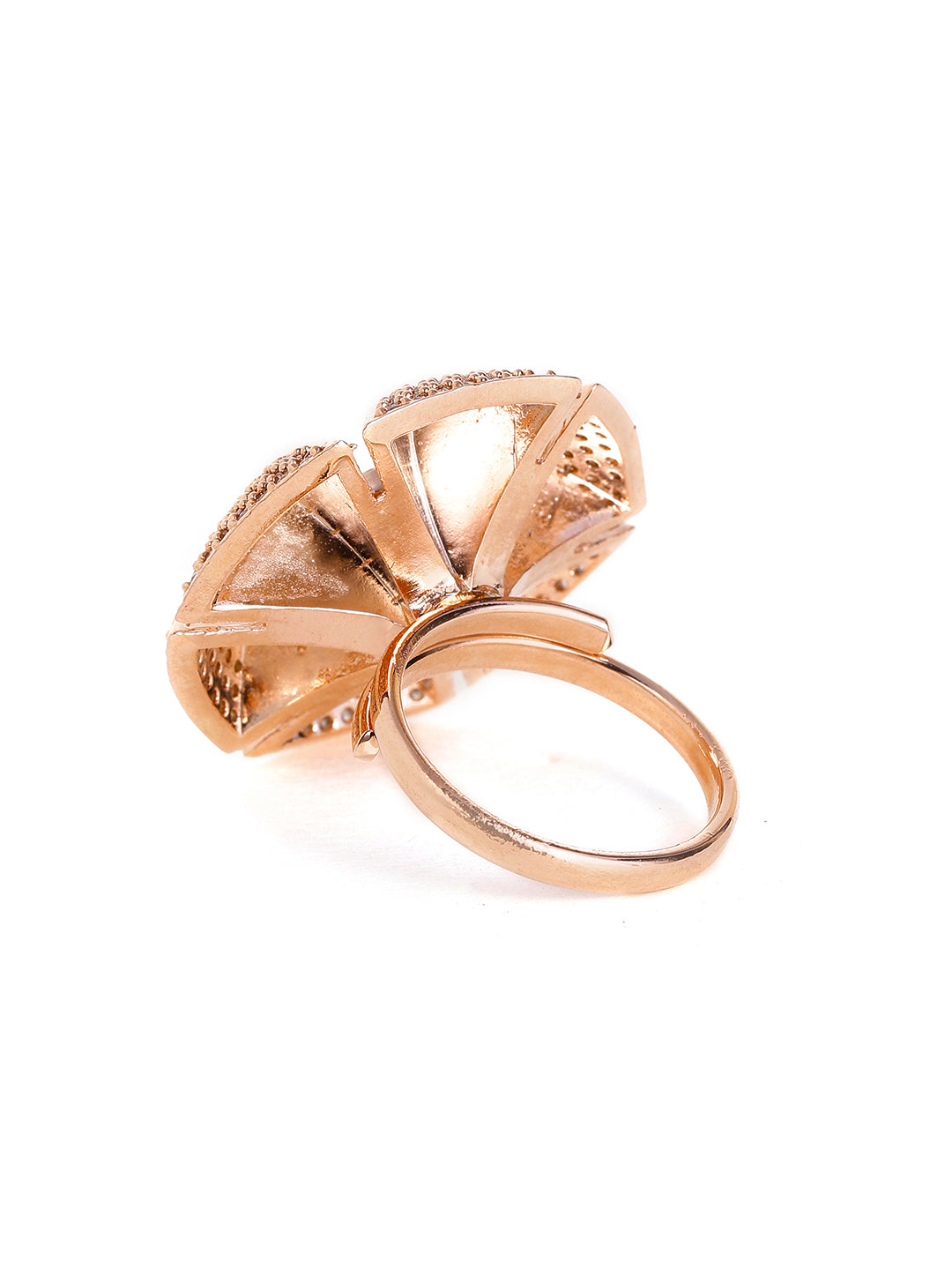 Rosegold Plated American Diamond Floral Elegance Ring