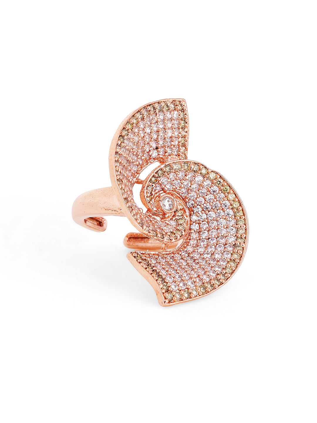 Rosegold Plated Statement American Diamond Fancy Ring