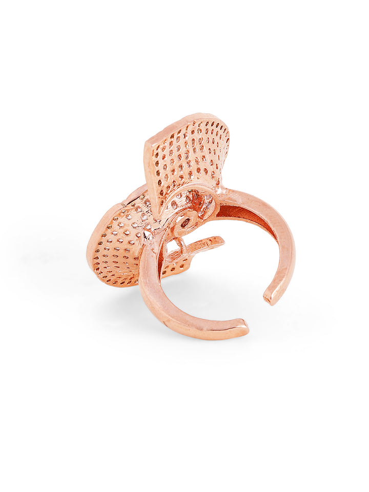 Rosegold Plated Statement American Diamond Fancy Ring