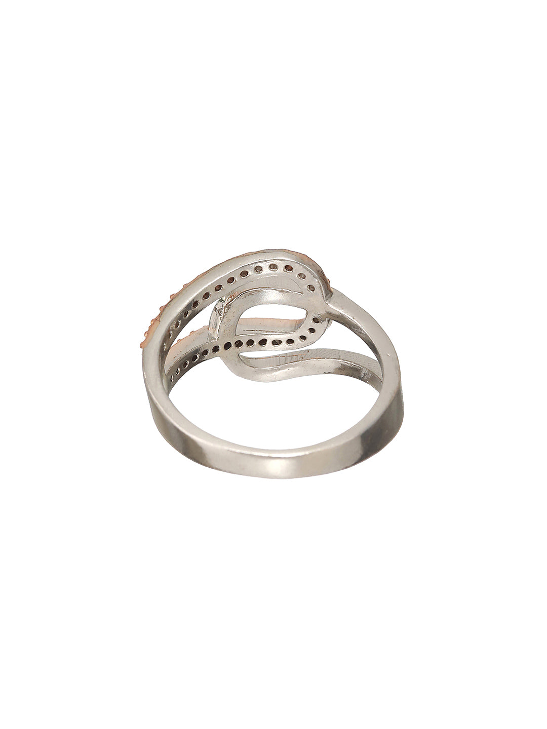 Priyaasi Interlocked Threads American Diamond Rose Gold Silver-Plated Ring