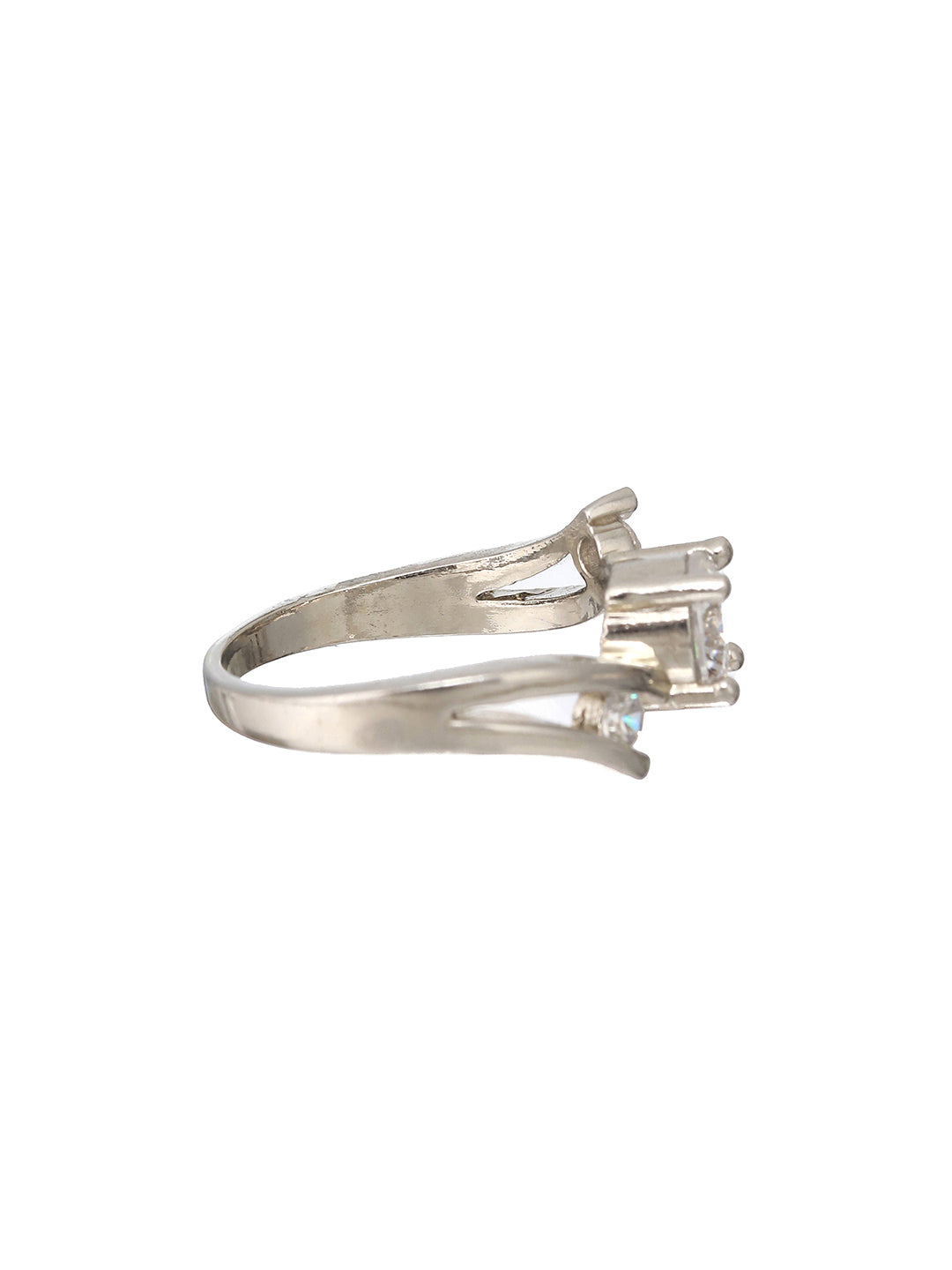 Priyaasi Solitaire Design American Diamond Silver-Plated Ring